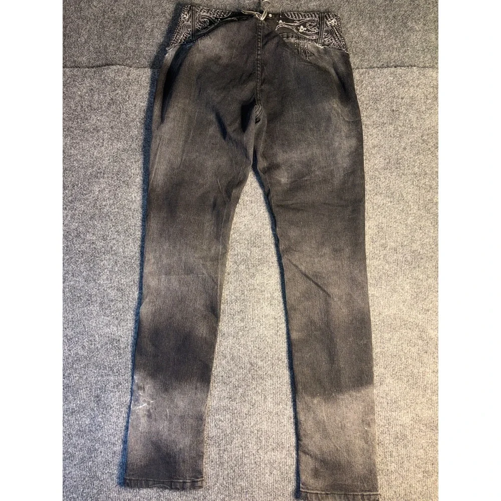 SAZA Skinny Jeans Womens 17 Gray Rhinestone Embellished Lace Up Back Button Fly‎